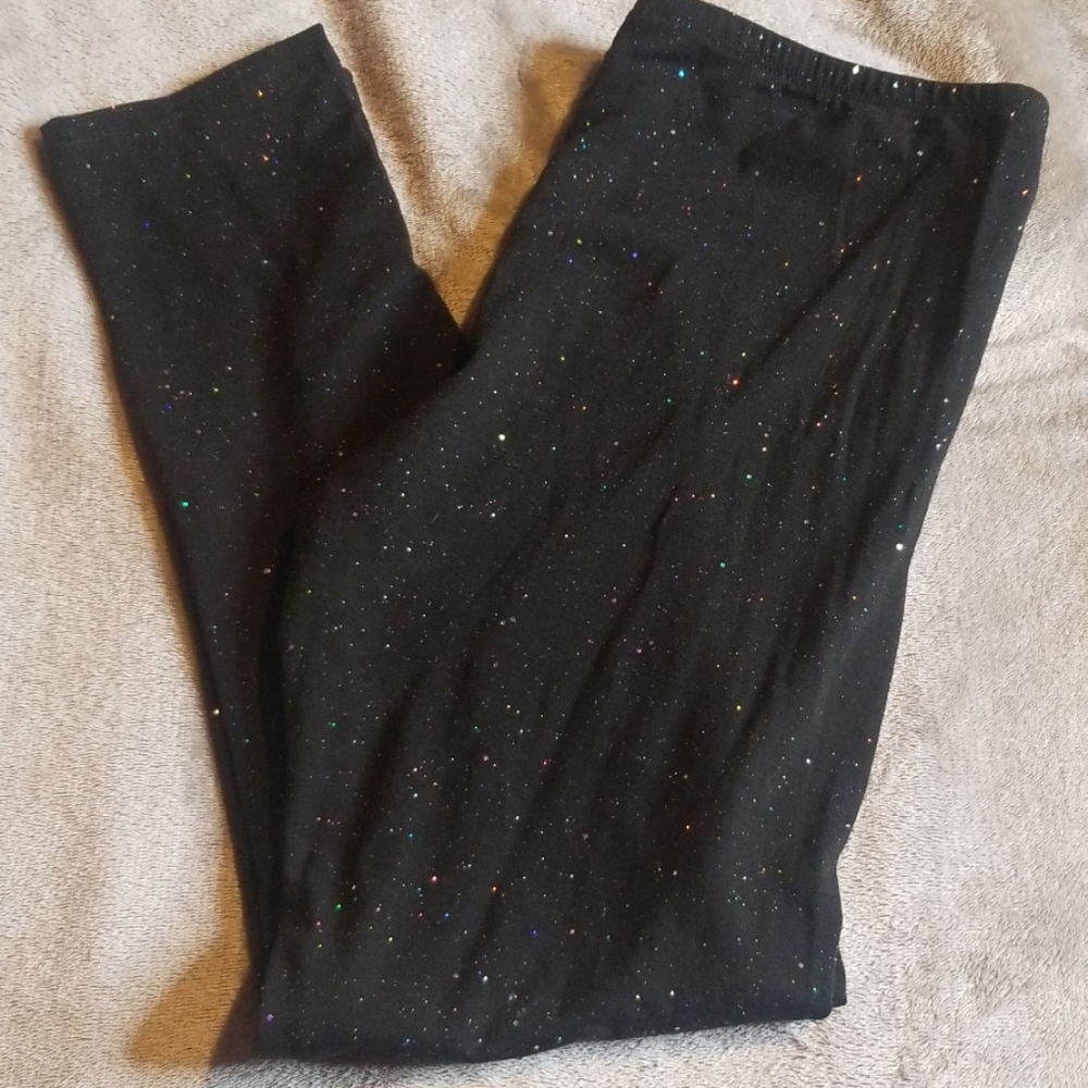 Girls black glitter leggings